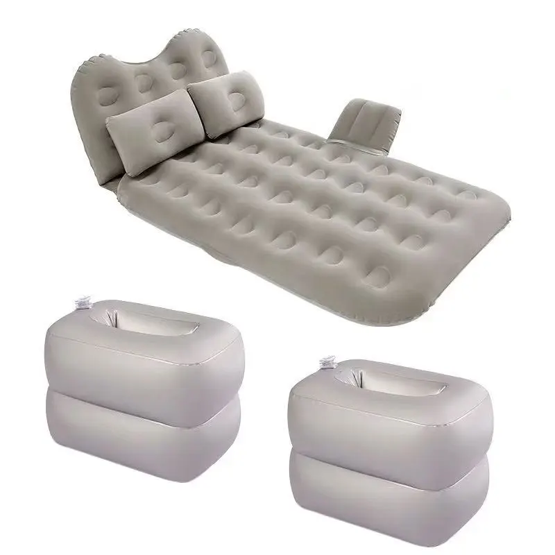 Customized Flocking Inflatable Car Mattress With Two Air Pillows Travel Camping Bed Portable Back Seat Car Air Mattress