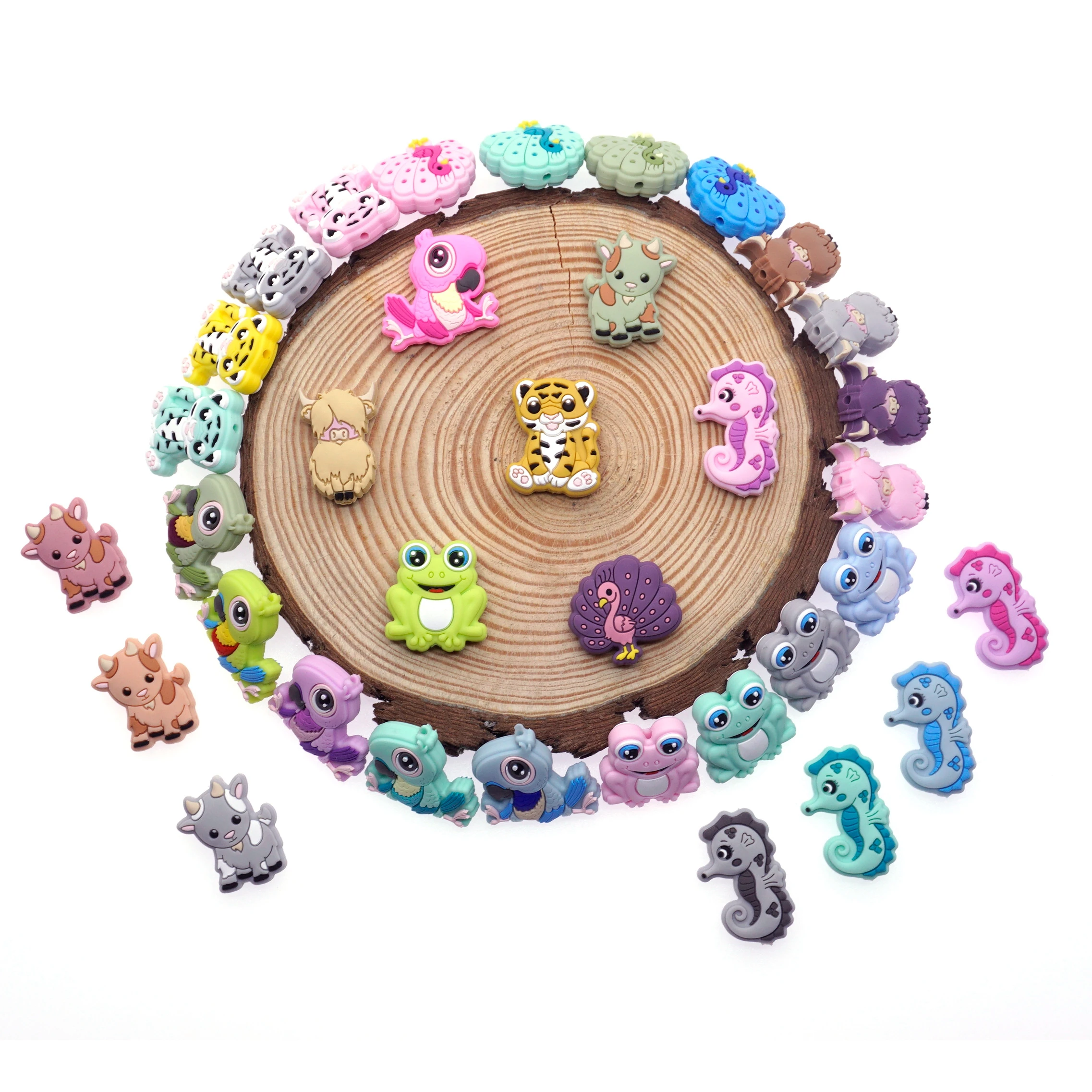 Wholesale Custom Silicone Focal Beads For Pens Making Diy Baby Pacifier Clip Accessories Jewelry Silicone Teething Beads Charms