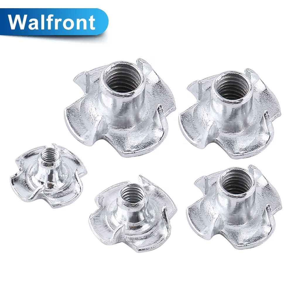 90pcs Carbon Steel M3/M4/M5/M6/M8 Four Pronged T Nuts Blind Inserts Nut for Wood Furniture