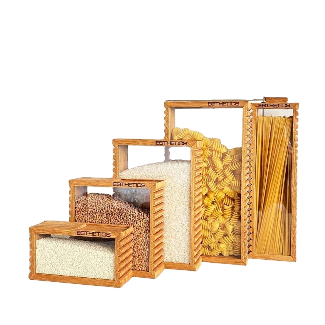 stylish kitchen accessorieswood organizer stackable container Storage jar food container kitchen organizer