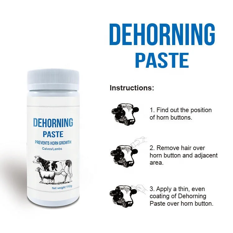 Cattle or Goat Dehorning Paste - Livestock Horn Removal Solution, 110g, Dehorning Paste