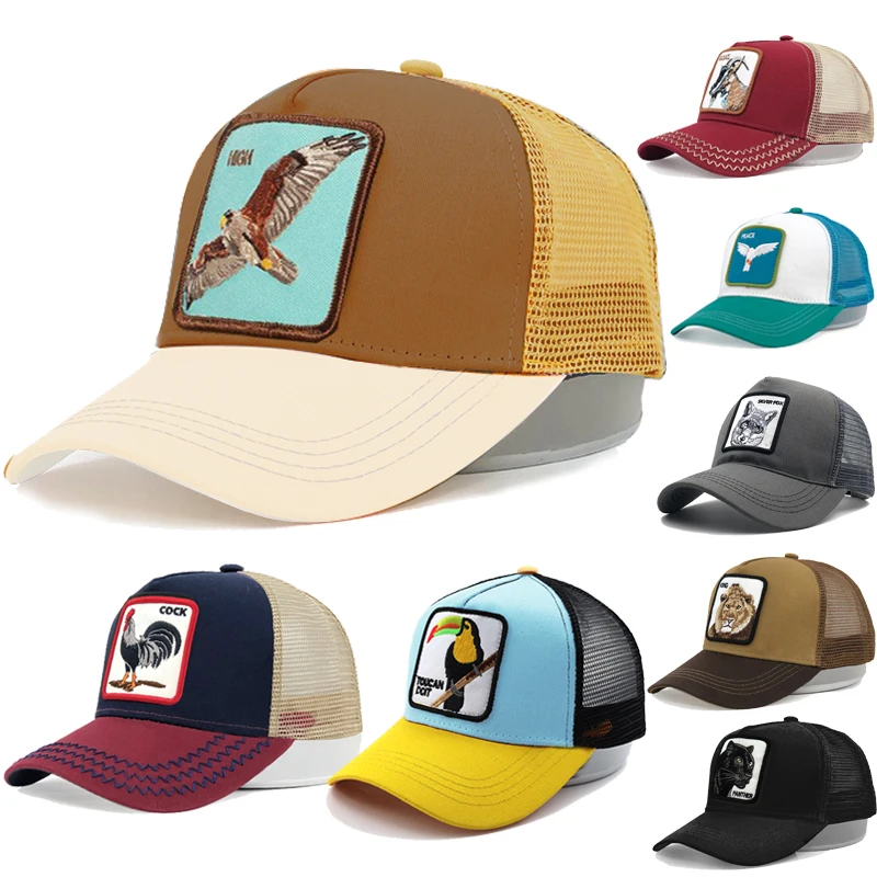 Wholesale Custom embroidered Logo Animal farm Cartoon Mesh style truckers embroidery Trucker hats baseball cap Hat caps