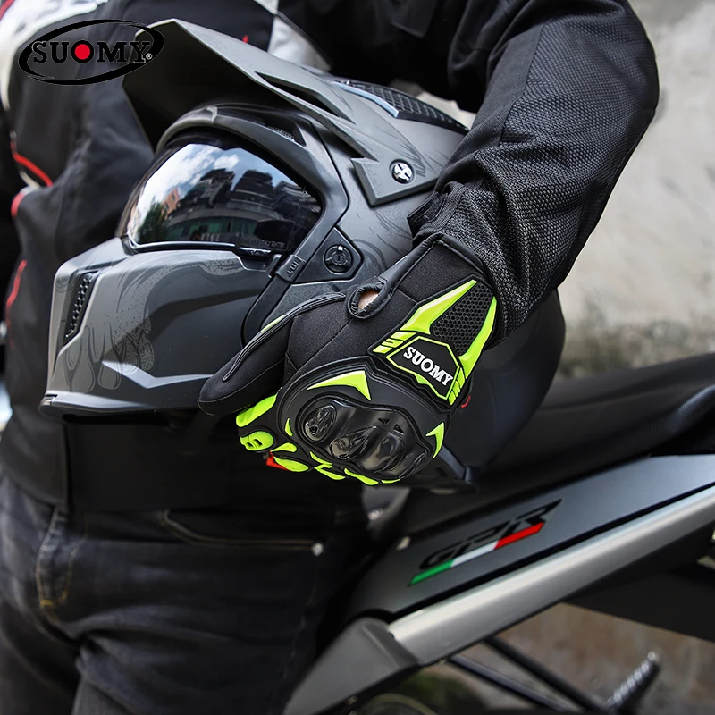 Длинные Мотоциклетные Перчатки SUOMY, Осень-зима, сохраняют тепло, перчатки для верховой езды, водонепроницаемые перчатки для мотокросса с сенсорным экраном