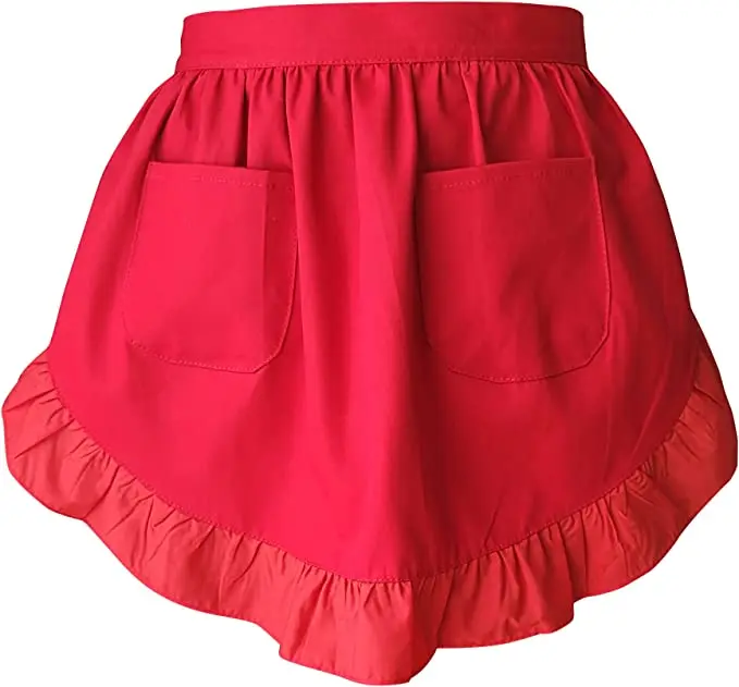 Half Aprons with or without Pockets Waist Ruffle Apron Cooking Restaurant 100% Cotton Bistro kitchen gift For Girl Woman wife