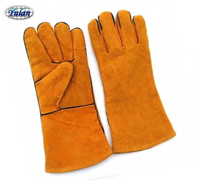 Прочные кожаные длинные рабочие перчатки из коровьего