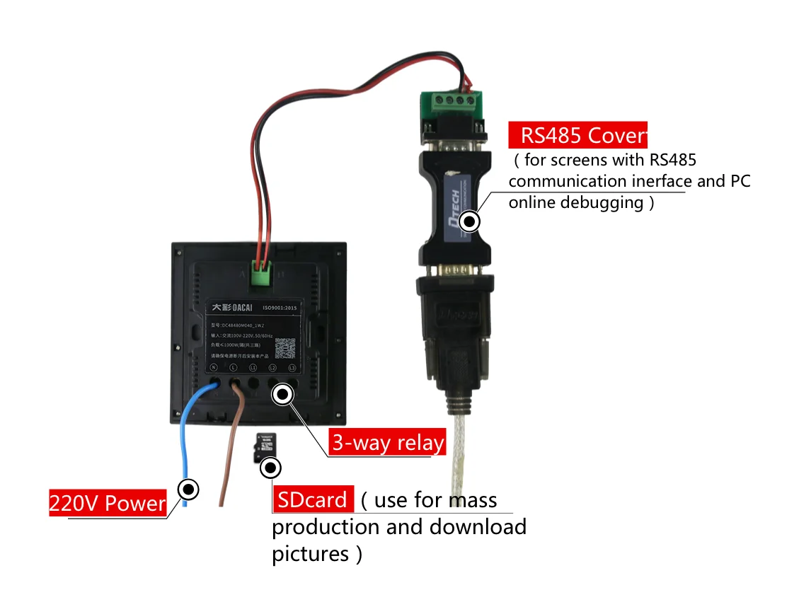 DACAI 4 inch 480X48 Resolution Smart Touch Switch Serial Screen IPS Full View HD Full Screen with Configuration Support Audio