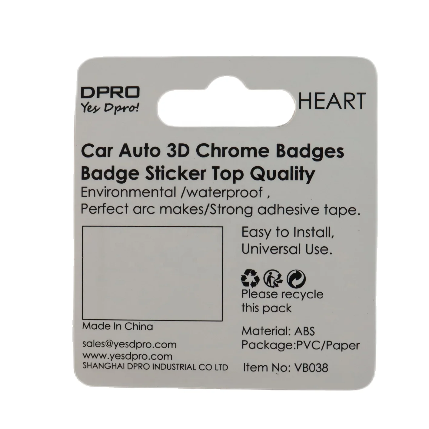 Heart Shape Chrome Badge Emblem Car Sticker