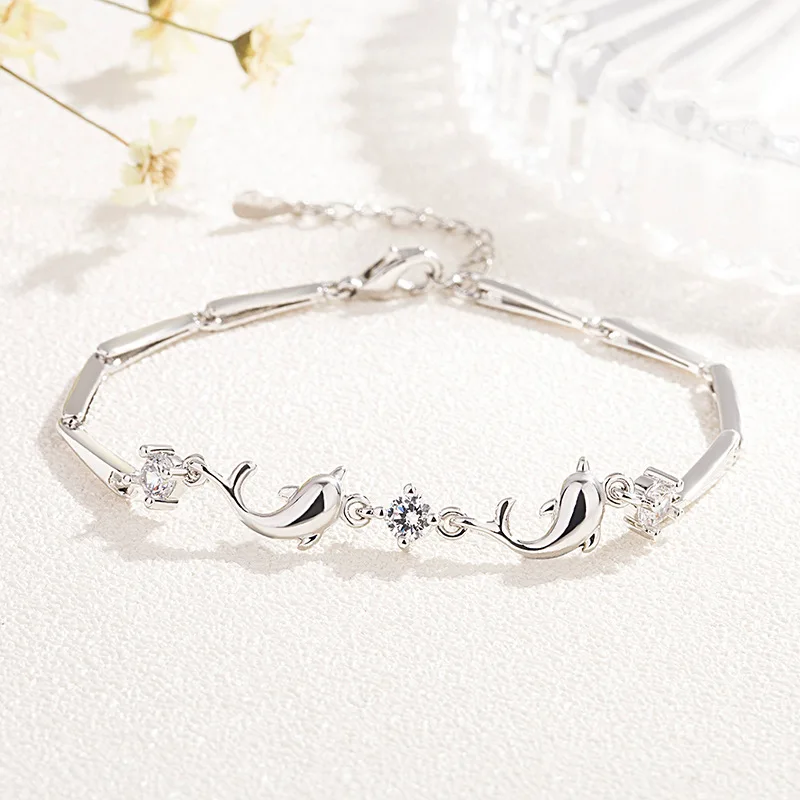 Korean rose gold animal female bracelet zircon dolphin chains bracelet wholesale