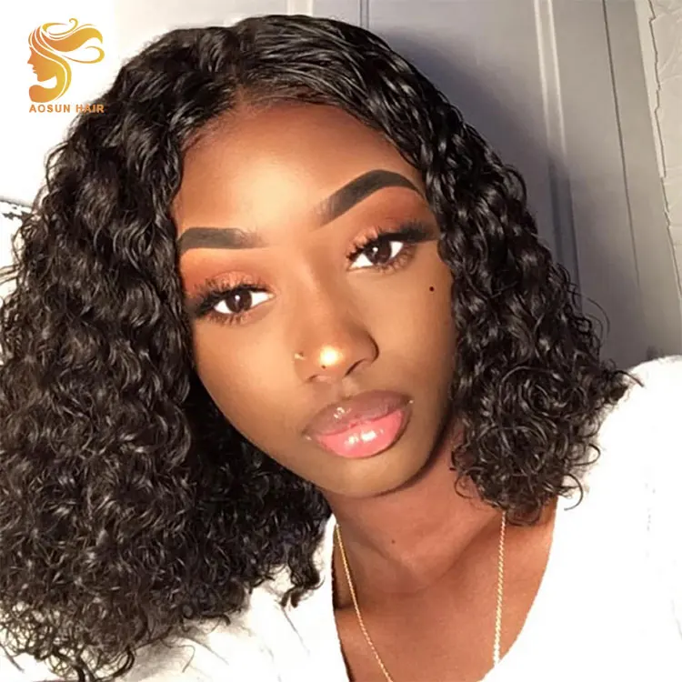 Aosun Bob Lace Front Short Curly Wig For Black Women, Brown Short Bob Lace Wig, Short Pixie Cut Bob Wigs 100% Human Hair