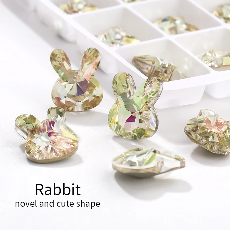 New goose down yellow series pointed bottom nail art crooked peach heart square crystal glass drill diy jewelry accessories