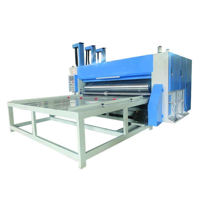 Semiautomatic Carton Chain Feeding Flexo Corrugated Box Two Colours Printing Slotting Rotary Die Cutting Machine