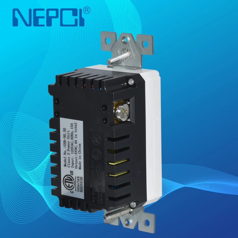 Electrical Wall outlet Power wall socket Surge Protector with 2 USB Charging Ports 2 outlet Extender  ETL listed XJY-USB-30-A/A