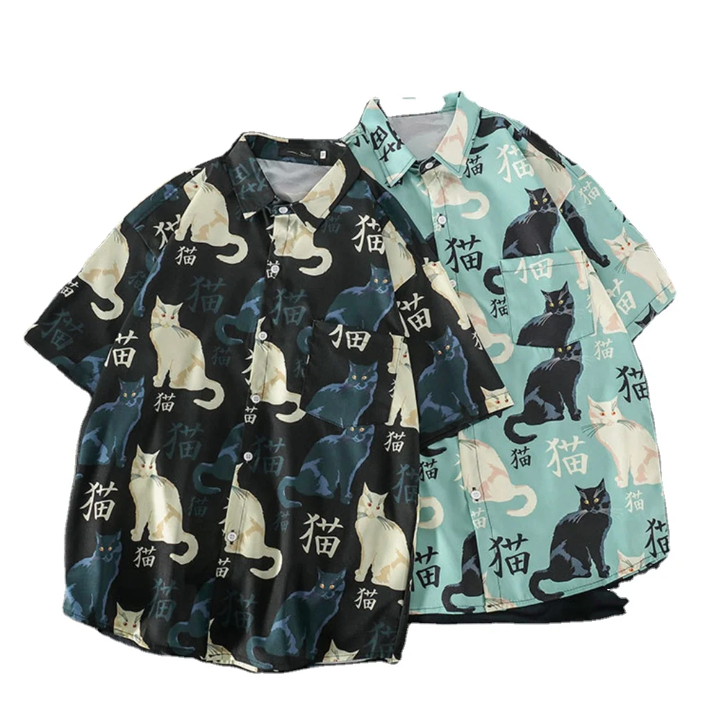 Слово цифровая печать рубашка; Оптовая продажа; Модная хлопковая Мужская футболка с коротким рукавом с изображением кота повседневные мужские футболки