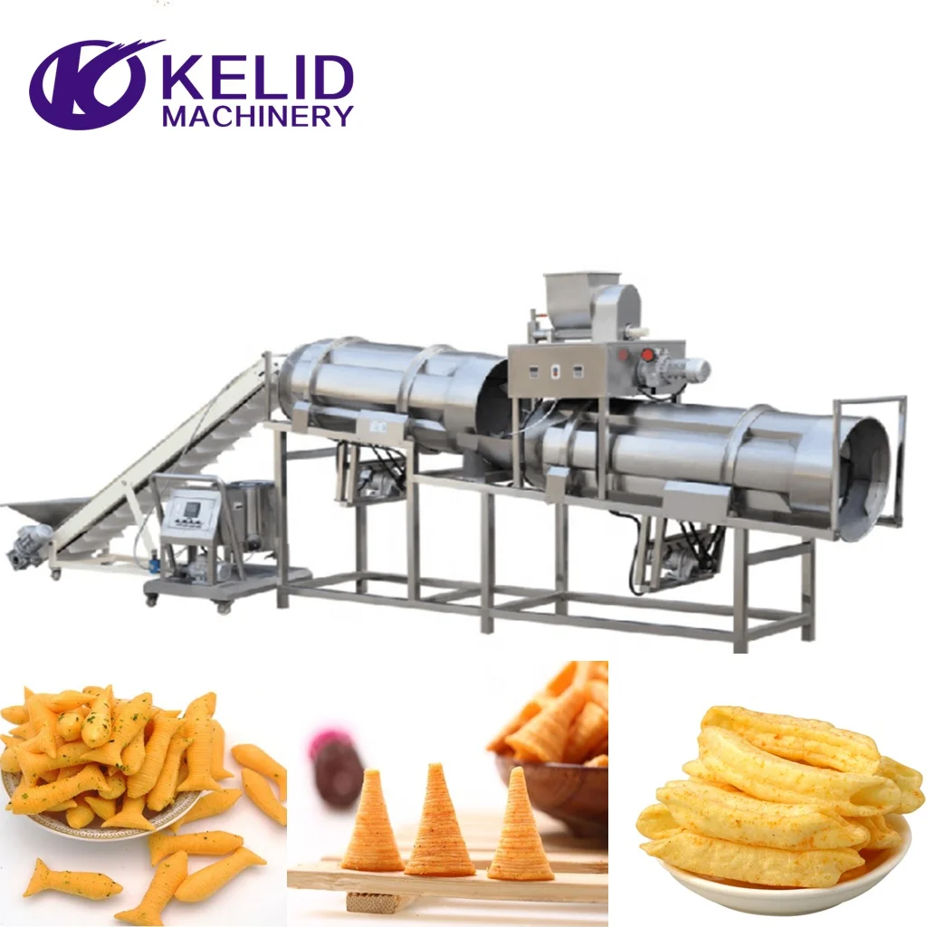 single screw extruder fried pellet chips snack food machine