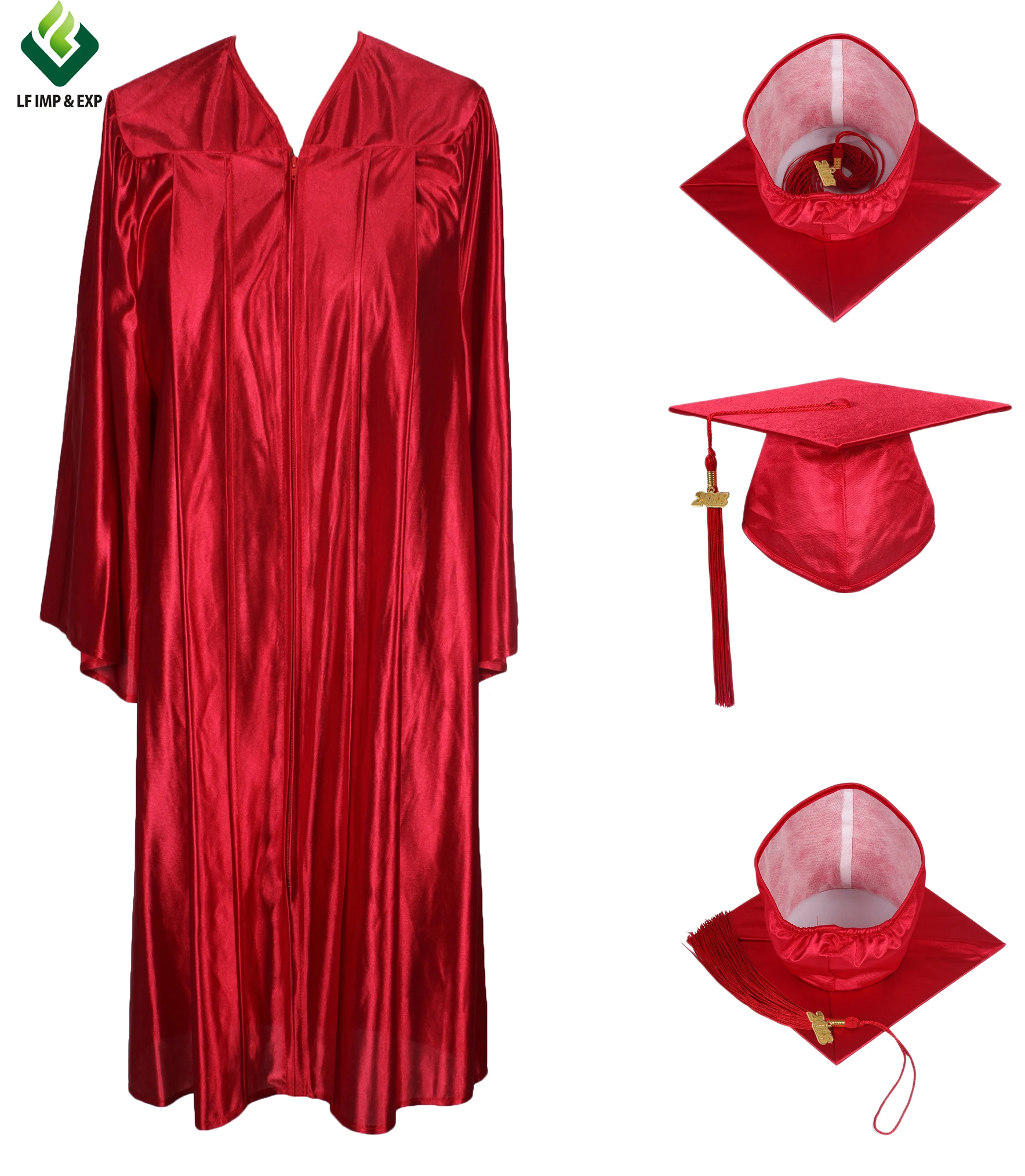 Wholesale graduation dress set including gown, hat, tassel custom graduation gown adult graduation gown