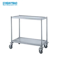 Heavybao Hotel Kitchen equipment 2 Tiers Round Tube  types of Service Trolley Without Handle