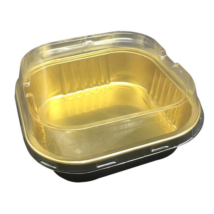 
220ml Square golden resuble aluminum foil cups for muffin cupcake baking with domn lids 
