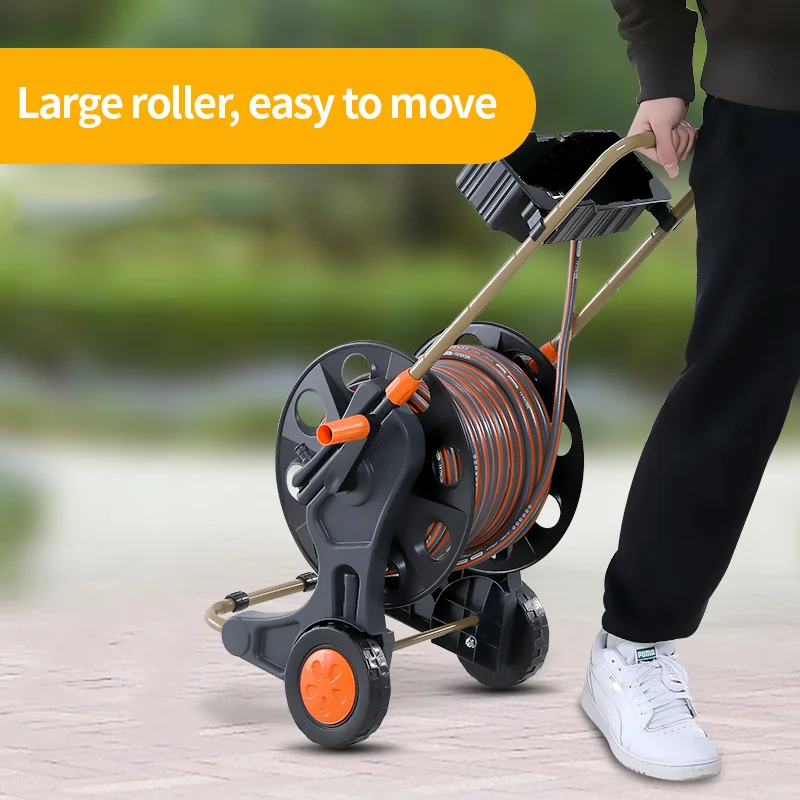 Swivels Guide Wash Automatic Garden Two Wheels  Garden Hose Wall Mount Metal Pressure Hose Reel For High Pressure Hose
