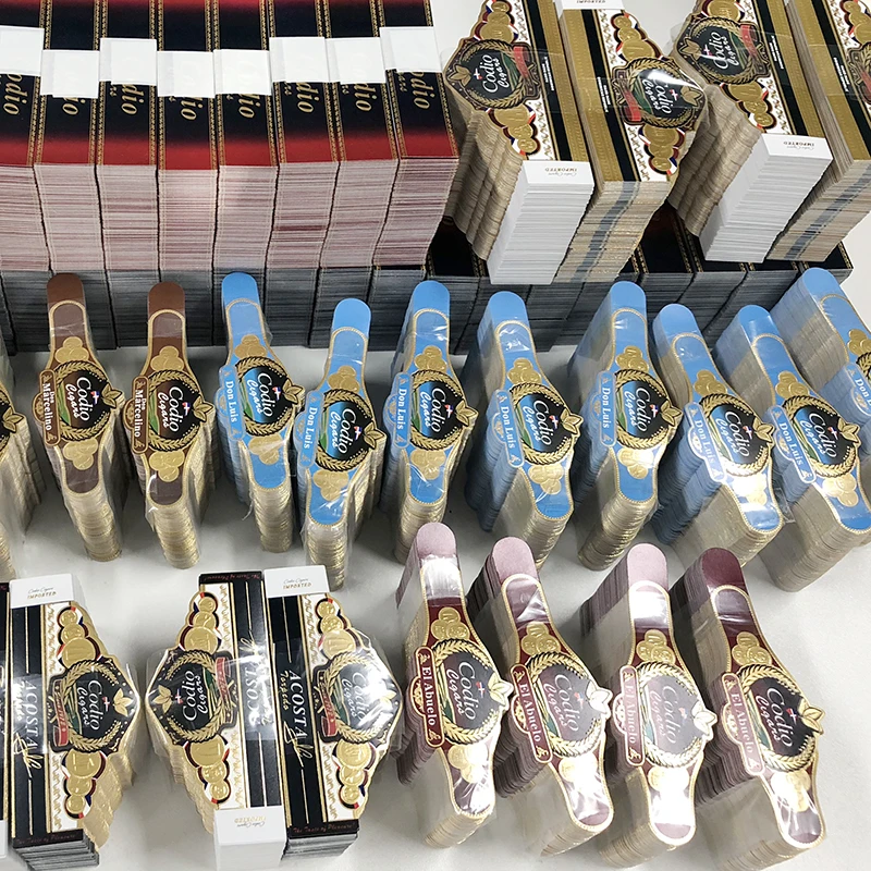 Wholesale Custom Printing Self Adhesive Private Roll Die Cut Embossed Logo Hologram Cuban Weed Cigar Band Sticker Label For Sea