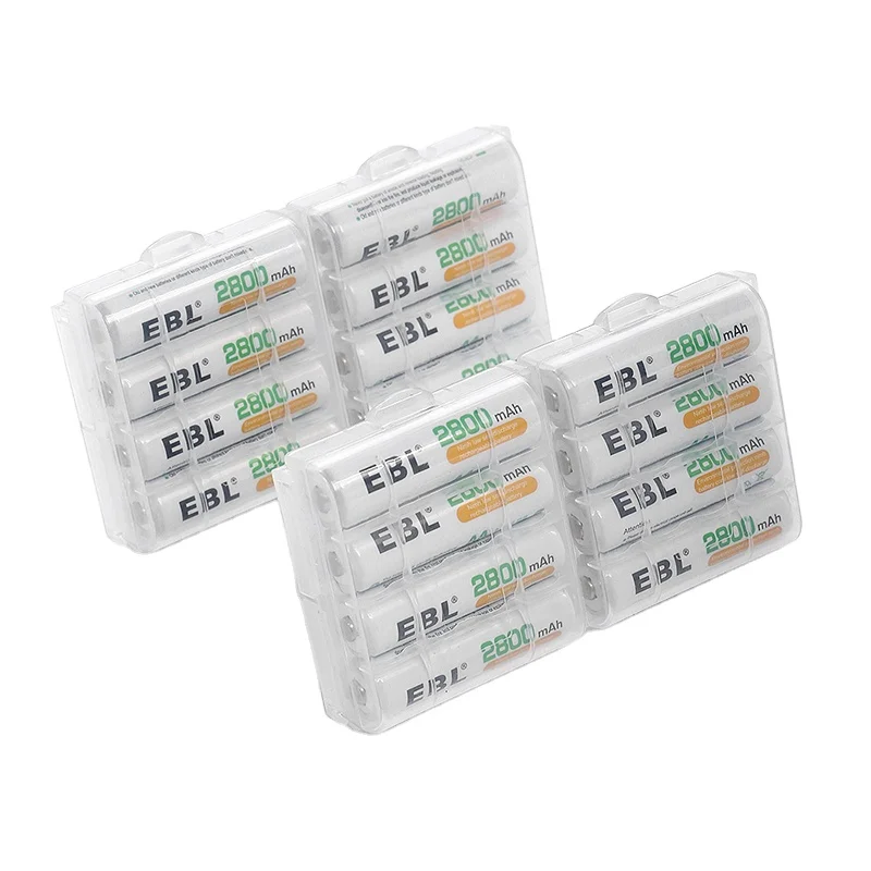 4Pieces EBL Best Rechargeable AA Battery 1.2V 2800mAh NI-MH Batteries For Flash Light 4 Pack