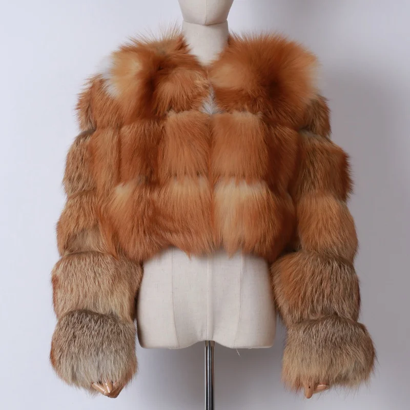 Red Fox Jacket High Quality Ladies Long Sleeve Natural Fox Fur Coat For Women Outerwear