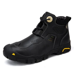 Wholesale Outdoor Hiking Shoes For MenCowhide Upper Keep Warm Waterproof Shoes Non-Slip Hiking Shoes Men