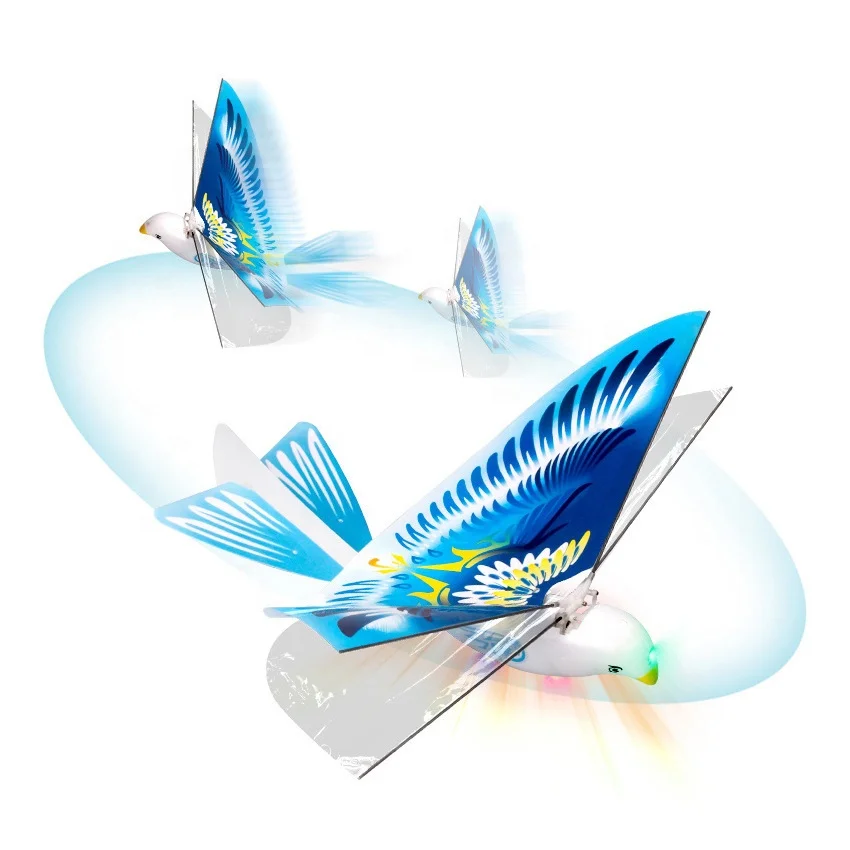 Flying toy bird hand throwing aircraft model outdoor electric hand throw circling gliding bird toy with flapping wing and lights