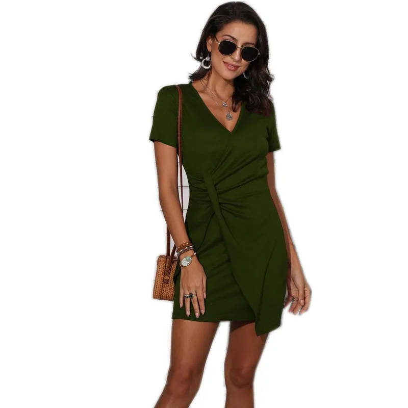 The new spring/summer v-neck dresses and dresses with short sleeves are selling well in 2020