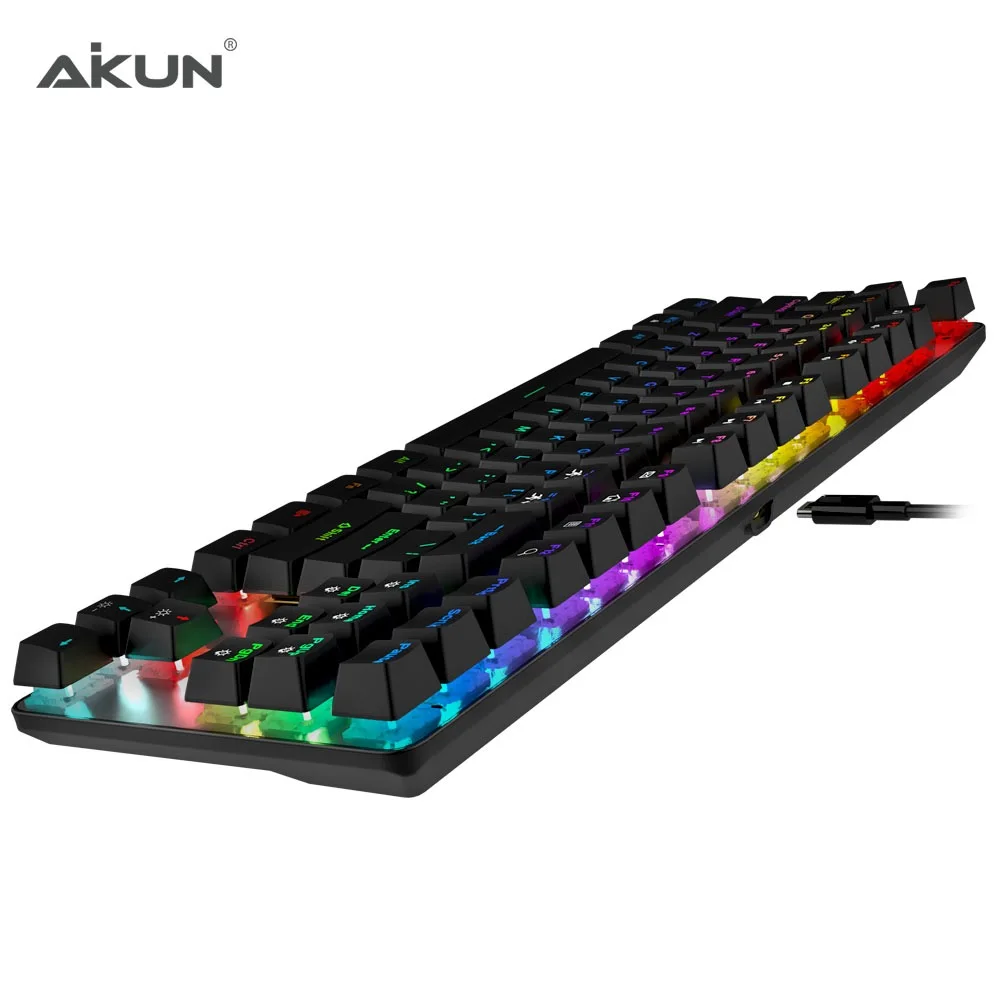 Проводная игровая клавиатура AIKUN GX9870 с RGB подсветкой 7 л механические переключатели Мультимедийные портативные мини-клавиатуры 87