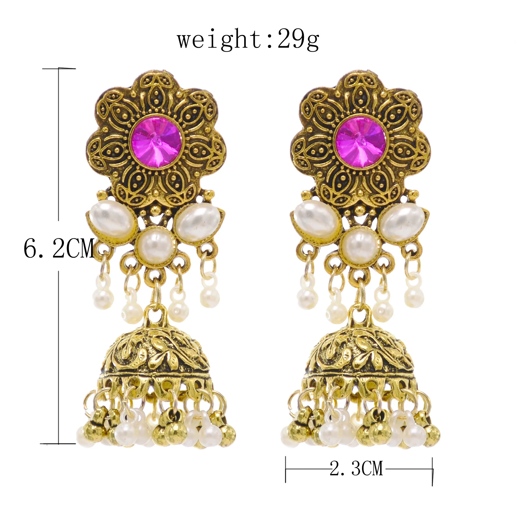 Gold Tone Art Deco Antique Vintage Art Deco Victorian Style Ruby Red Rhinestone Dangle Earrings