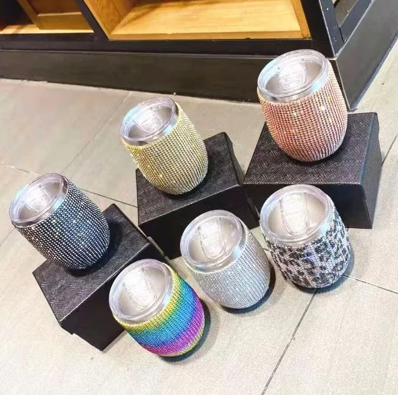 High Quality With Straw Purple Water Tumblers Bling Tumbler Rhinestone Tumbler 12oz