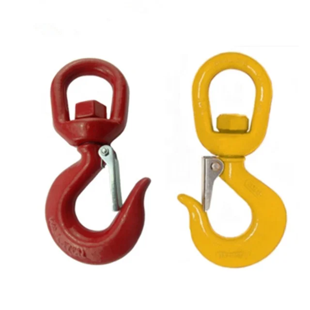 Rigging  Steel Drop Forged S322  Lifting Crane Swivel Hook  US Type Heavy Chain Hoist with Safety Latch