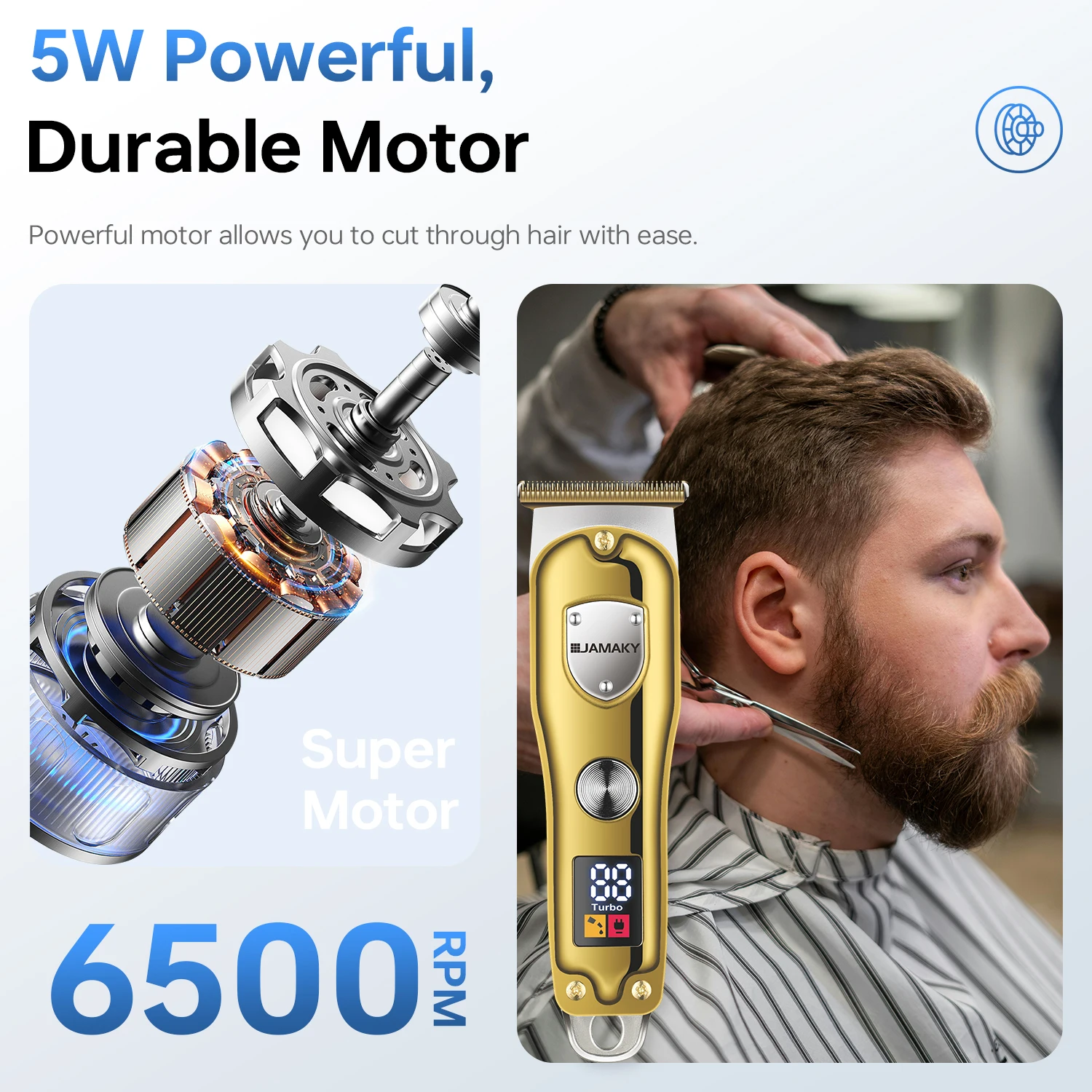 JAMAKY Hot Sale OEM USB Rechargeable Wireless Electric Machine Hair Clipper for Men Professional Barber Cordless Hair Trimmers