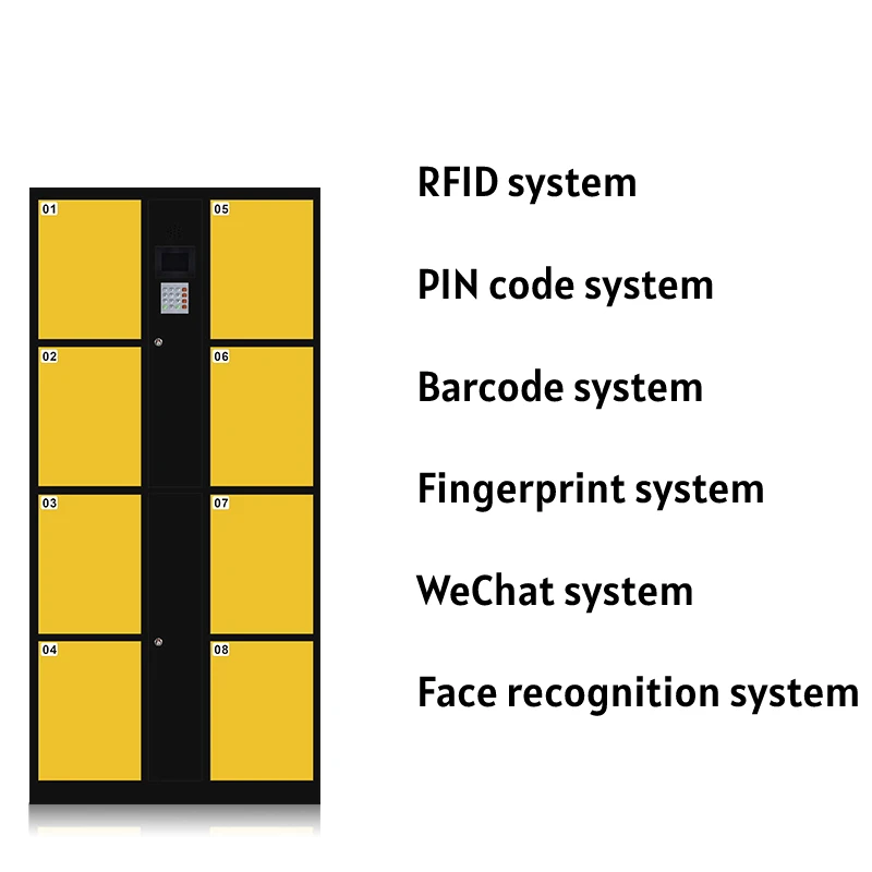 Public Suitcase Electronic System 8 door smart electronic locker with English system storage cabinet