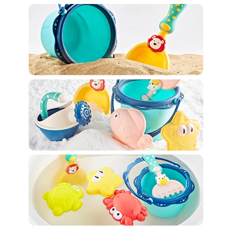 XST Hot Selling Seaside Beach Kids 14Pcs Set Silicone & Sand Toys Outdoor Playground