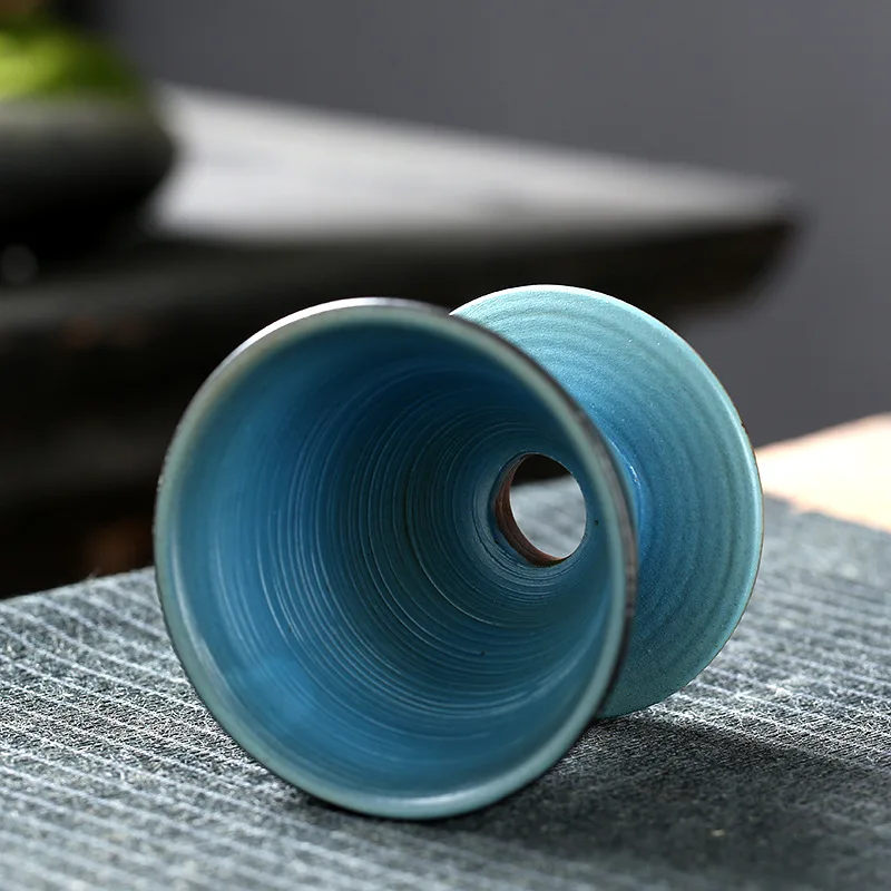 Retro Coarse Pottery Ceramic Filter Cup Kiln Changed Tea Cups Funnel Shape Drip Hand Brewed Coffee Cup Drip Coffee Pot Set