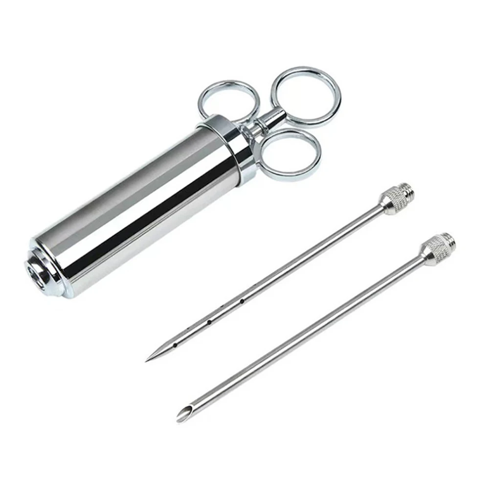Шприц для инжектора мяса, набор для инжектора мяса маринада из нержавеющей стали 304, инжектор для приправ 2 унции, 2 профессиональных иглы