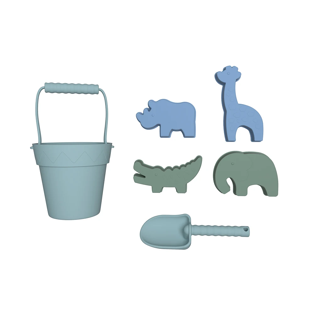 Custom LOGO eco Baby Silicone Sand beach toys Silicone Bucket Beach set beach & sand toys