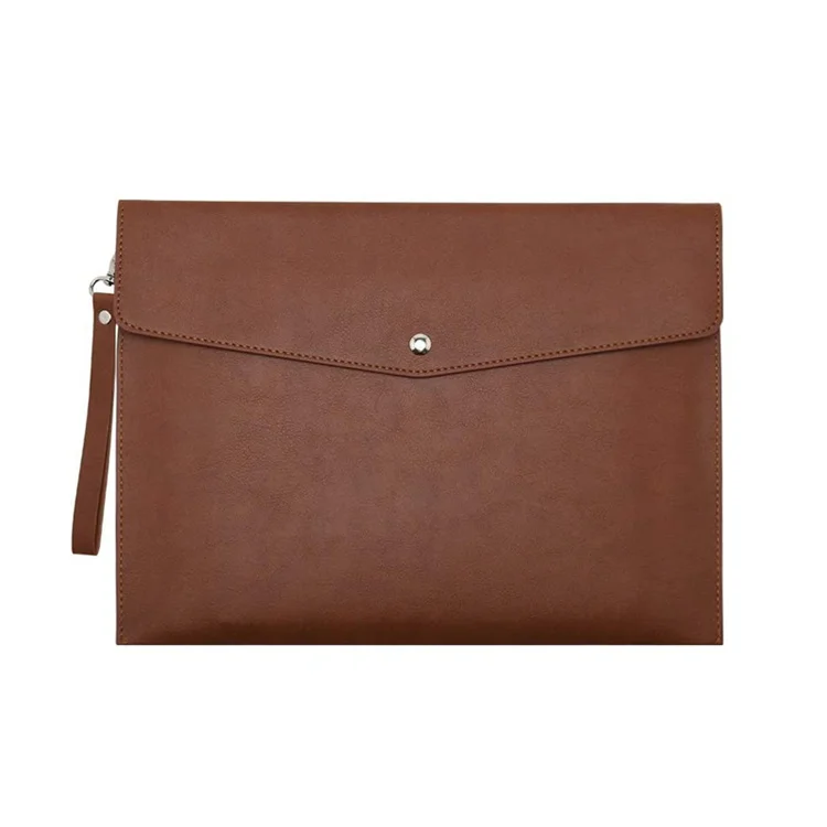 Custom Logo Portable Travel A4 PU Leather Envelope Documents Holder File Folder Portfolio with Magnetic Closure