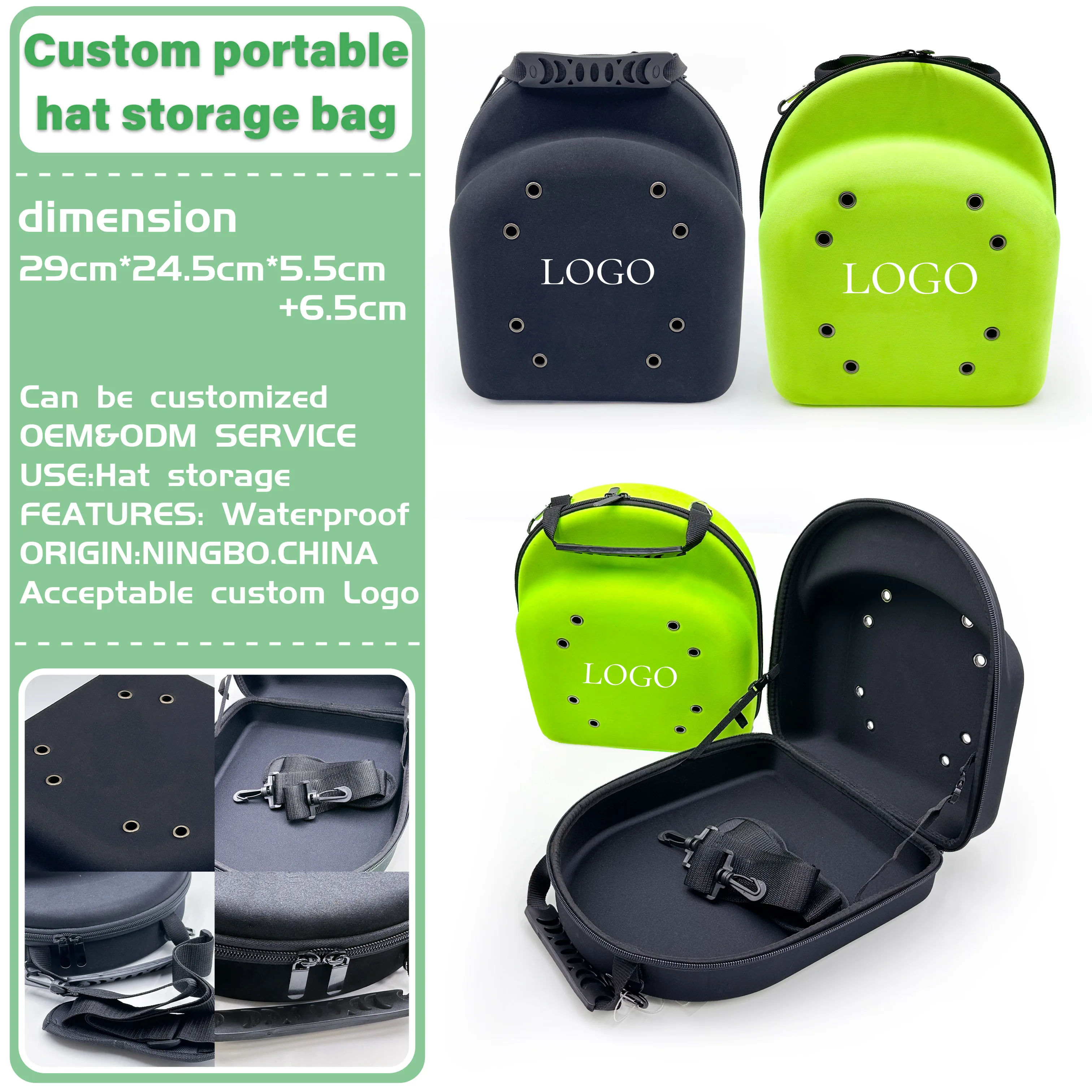 Custom Empty Eva Hard Shell Baseball Hat Hats Cap Carrier Carrying Travel Storage Package Box Case