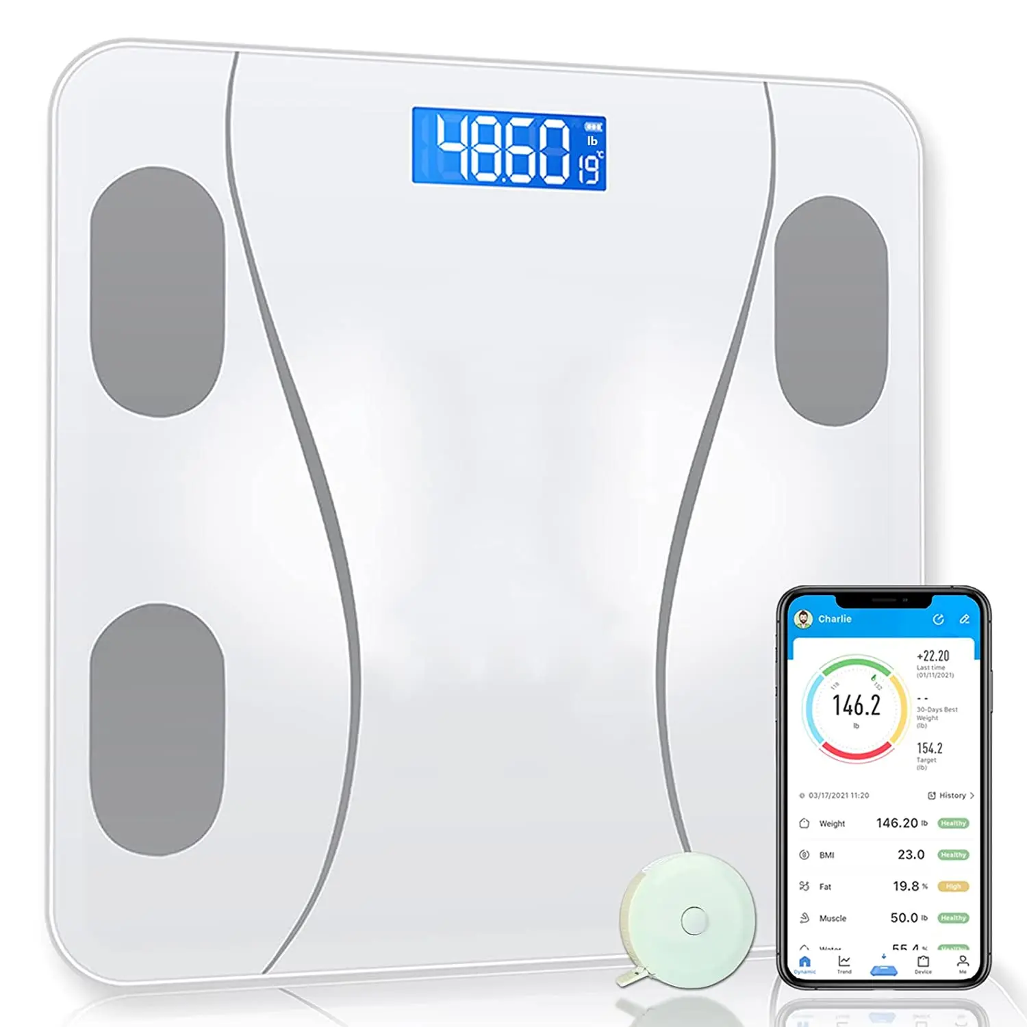 Bluetooth Body Fat Scale with Large LCD Screen and OKOK Mobile App