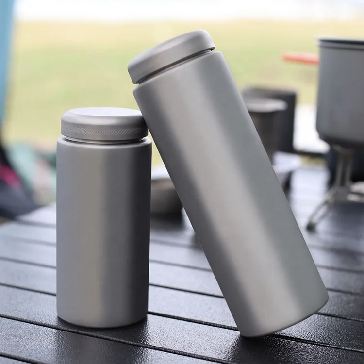 New portable hot water titanium cup 300/400/600ml outdoor water bottle with full sandblasted pure