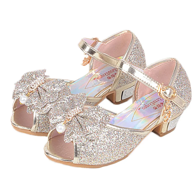  Модные детские сандалии принцессы Золушка хрустальные туфли на высоком каблуке для