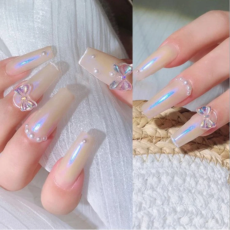 
Wholesale Custom Brand Art Charm 3d Butterfly Stickers For Women With Candy Colored Bow Nail Art Decorations 