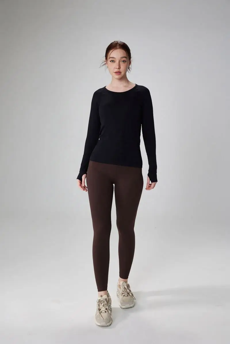 female Seamless waist-slimming thumb hole Long Sleeve Four-way Stretch T-shirts For Woman Sports Yoga Tops