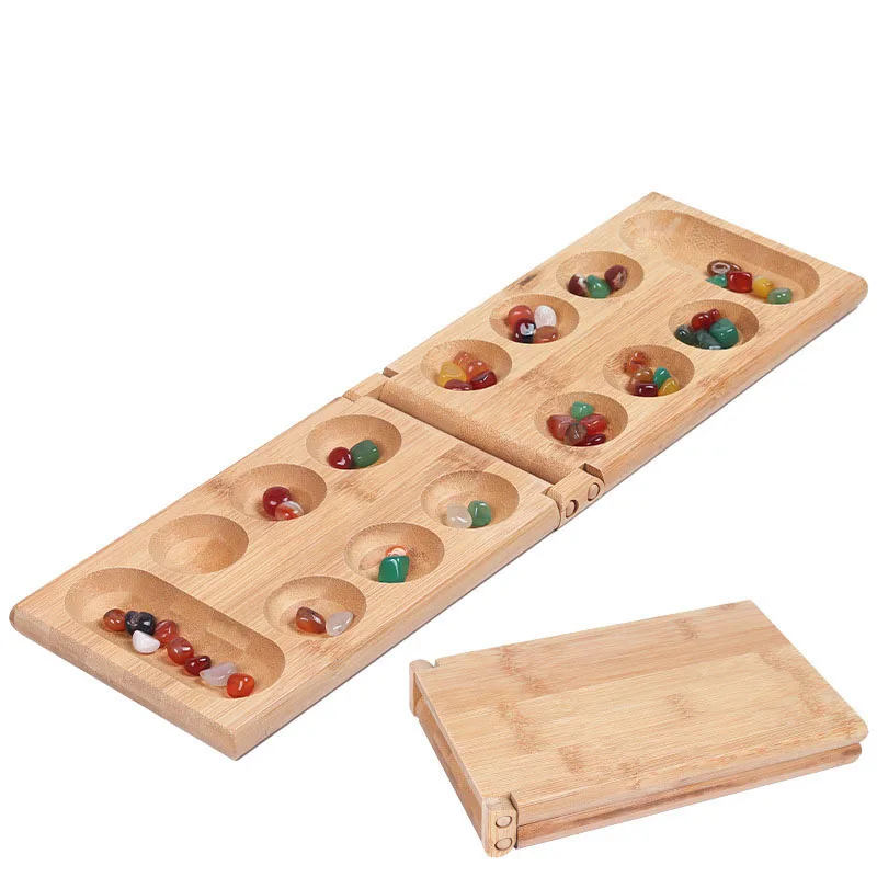 Amazon Hot Selling Board Game with Stones Wooden Folding chessboard mancala Chess Boys Girls Adult Children Wooden African Chess