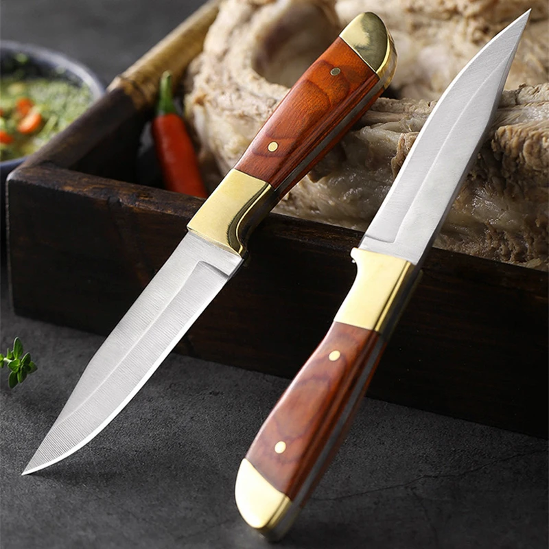 Stainless steel hand forged chopping knives kitchen sharp eating meat handlebar meat knife