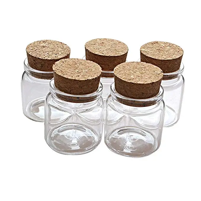 50 ml Small Glass Tube Vials with Cork Tops Tiny Bottles Little Empty Jars 47*50mm