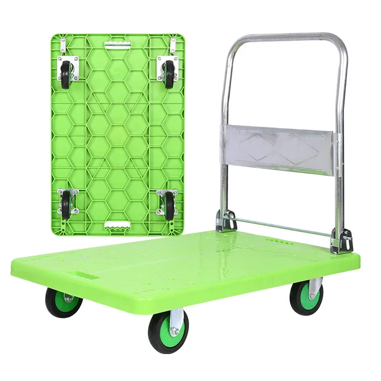 Trolley Carts Foldable Hand Truck Plastic Heavy Duty Load 350kg Green Thickened Plastic Car Board Transport