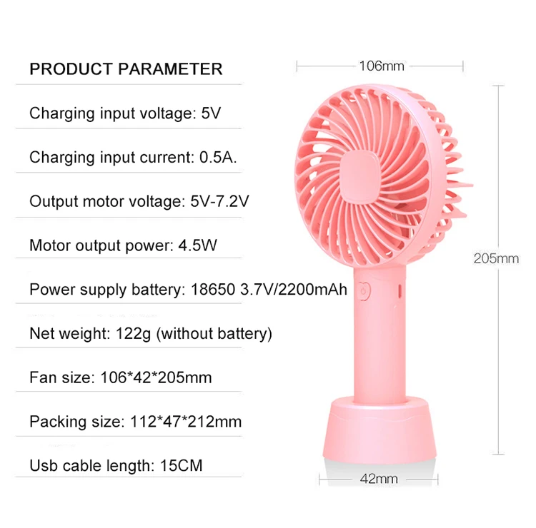 Usb Rechargeable Desktop Table Stand Air Cooler Hand Held Electric Small Handheld Portable Mini Fan